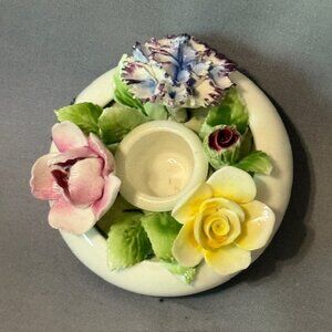 Vintage Royal Doulton Candleholder Floral Figurine Flower Candle Holder England